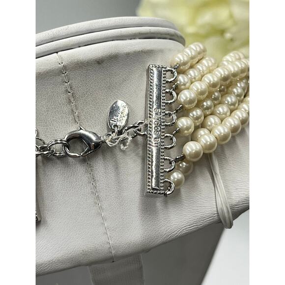 Lia Sophia "Uptown" 6 Strands Graduated Cream Faux Pearl Necklace - Picture 9 of 12